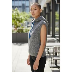 Ramy Brook Apres Sleeveless Alpaca Blend Hoodie Knit Sweater XS Gray Casual